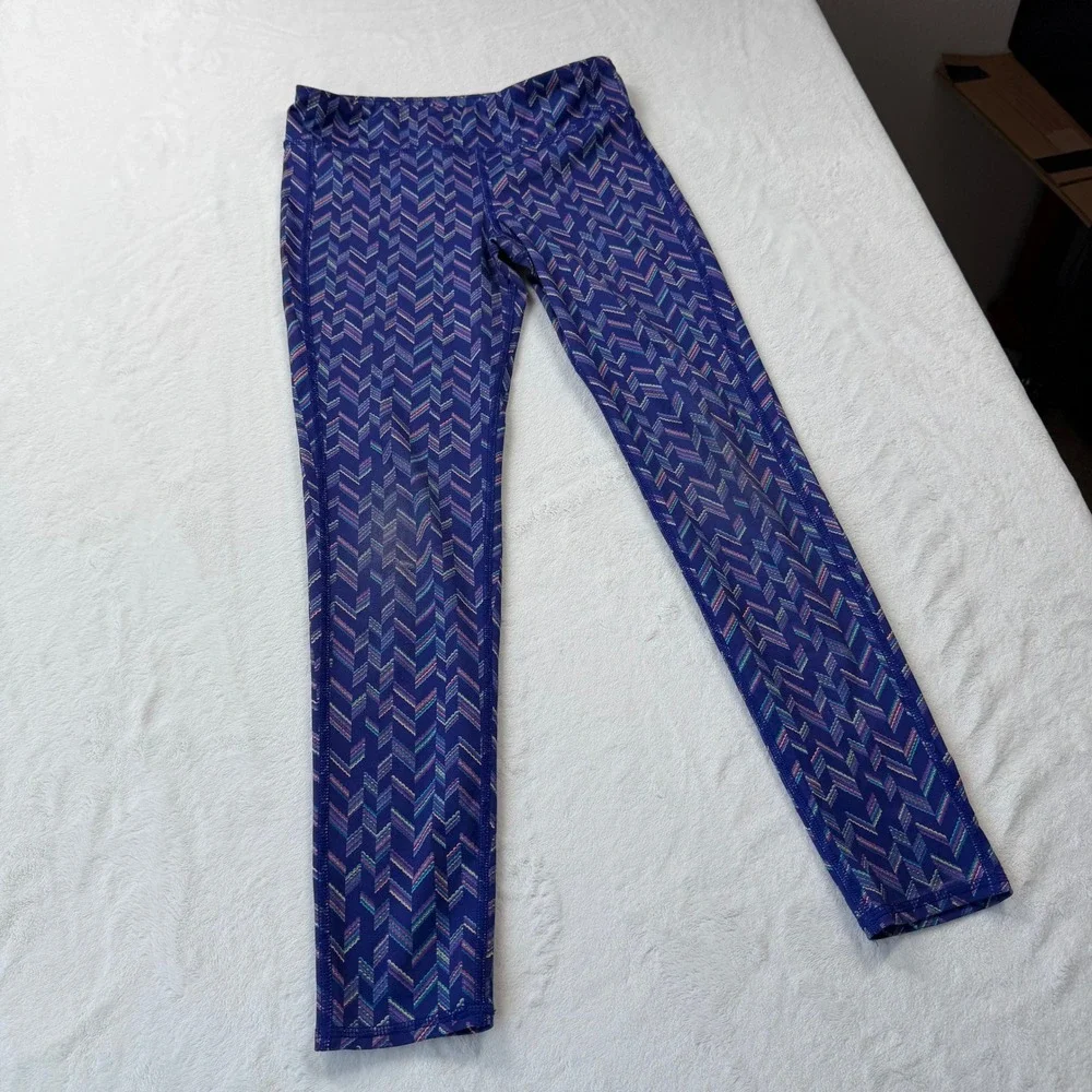 Old Navy Active Leggings Girls L‎ 10-12 Purple Chevron Go-Dry Good Condition